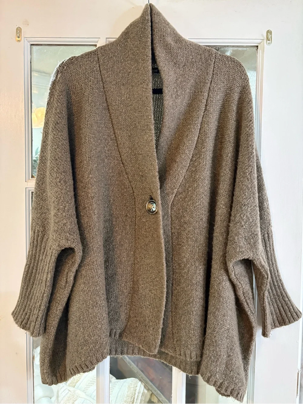 Janice Oversized Dolman Sleeve Cardigan | One Size | Taupe Acrylic Knit